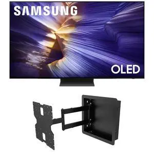 Samsung QN65S90FAFXZA 65 Inch 4K OLED Smart TV with a Kanto R400 Recessed In-wall Full Motion Articulating Mount (2025)