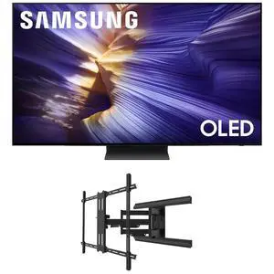Samsung QN65S90FAFXZA 65 Inch 4K OLED Smart TV with a Kanto PMX800 Full Motion Dual Stud Mount (2025)
