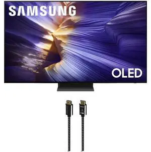 Samsung QN77S90FAFXZA 77 Inch 4K OLED Smart TV with an Austere 7S-8KHD2-2.5M VII Series 2.5m Premium Braided 8K HDMI Cable (2025)