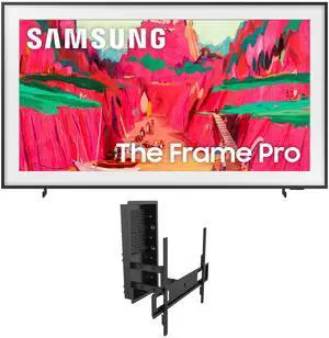 Samsung QN75LS03FWFXZA 75 Inch The Frame Wireless 4K Neo QLED TV with a Kanto R600 In-Wall Recessed Full Motion Wall Mount (2025)