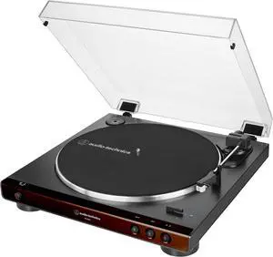 Audio-Technica AT-LP60X-BW Fully Automatic 2-Speed Belt-Drive Turntable with Audio Technica AT-SP3X Powered Bookshelf Speakers (2018)