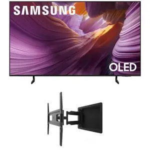 Samsung QN55S85FAFXZA 55 Inch OLED HDR 4K Smart TV with a Kanto R300 Recessed Low Profile Full Motion Wall Mount (2025)