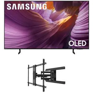 Samsung QN55S85FAFXZA 55 Inch OLED HDR 4K Smart TV with a Kanto PMX800 Full Motion Dual Stud Mount (2025)