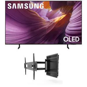 Samsung QN65S85FAFXZA 65 Inch OLED HDR 4K Smart TV with a Kanto R500 Recessed Ultra-Low Profile Full-Motion Mount (2025)