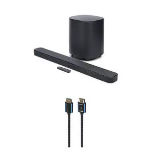JBL BAR-500-MK2 Dolby Atmos Soundbar and 10" Wireless Subwoofer with an Austere 5S-4KHD2-2.5M V-Series 2.5m Premium 4K HDR HDMI Braided Cable (2025)