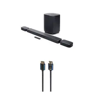 JBL BAR-700-MK2 Surround Sound 4K Dolby Atmos Passthrough Soundbar with an Austere 5S-4KHD2-2.5M V-Series 2.5m Premium 4K HDR HDMI Braided Cable (2025)