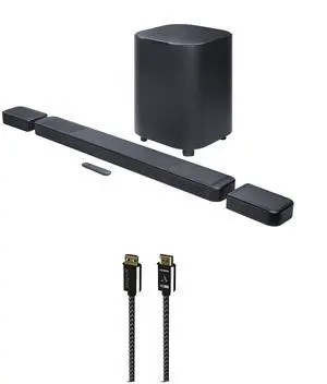 JBL BAR-1300X-MK2 AI Sound Boost Dolby Atmos Soundbar System with an Austere 7S-8KHD2-2.5M VII Series 2.5m Premium Braided 8K HDMI Cable (2025)