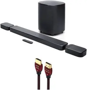 JBL BAR-700-MK2 Surround Sound 4K Dolby Atmos Passthrough Soundbar with a WireLogic Ruby 8ft Ultra High Speed 4K-8K-10K HDMI Cable (2025)