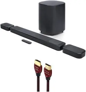 JBL BAR-1000-MK2 Surround Sound 4K Dolby Atmos and DTS Soundbar with a WireLogic Ruby 8ft Ultra High Speed 4K-8K-10K HDMI Cable (2025)