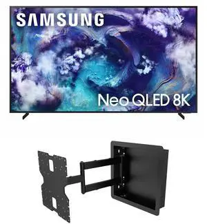 Samsung QN65QN900FFXZA 65 Inch Neo Quantum HDR 8K Pro QLED Smart TV with a Kanto R400 Recessed In-wall Full Motion Articulating Mount (2025)
