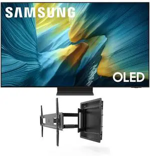 Samsung QN65S95FAFXZA 65 Inch OLED HDR Pro 4K Smart TV with a Kanto R500 Recessed Ultra-Low Profile Full-Motion Mount (2025)