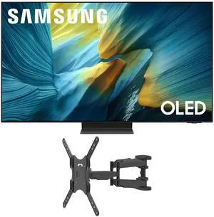 Samsung QN55S95FAFXZA 55 Inch OLED HDR Pro 4K Smart TV with a Kanto M600 Full Motion Mount (2025)