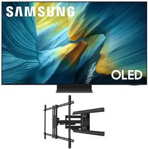 Samsung QN65S95FAFXZA 65 Inch OLED HDR Pro 4K Smart TV with a Kanto PMX800 Full Motion Dual Stud Mount (2025)