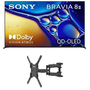 Sony K55XR80M2 55 Inch Bravia 8 QD-OLED 4K HDR Google TV with a Kanto M600 Full Motion Mount (2025)