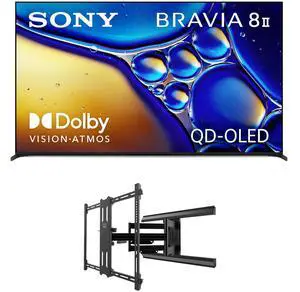 Sony K55XR80M2 55 Inch Bravia 8 QD-OLED 4K HDR Google TV with a Kanto PMX700 Pro Series Full Motion Dual Stud Mount (2025)