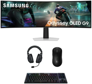 Samsung LS49DG910SNXZA 49" G91SD Odyssey 144Hz Curved Gaming Monitor with PRO-X-2-LIGHTSPEED Headset, G915 Keyboard, and PRO-X-2-SUPERLIGHT Mouse (2024) Samsung LS49DG910SNXZA 49" G91SD Odyssey 144Hz Curved Gaming Monitor with PRO-X-2-LIGHTSPEED Headset, G915 Keyboard, and PRO-X-2-SUPERLIGHT Mouse (2024)