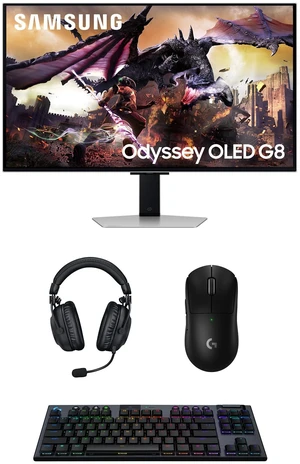 Samsung 32DG8 32" Odyssey G80SD 4k UHD Smart Gaming Monitor with PRO-X-2-LIGHTSPEED Headset, G915 Keyboard, and PRO-X-2-SUPERLIGHT Mouse (2024) Samsung 32DG8 32" Odyssey G80SD 4k UHD Smart Gaming Monitor with PRO-X-2-LIGHTSPEED Headset, G915 Keyboard, and PRO-X-2-SUPERLIGHT Mouse (2024)
