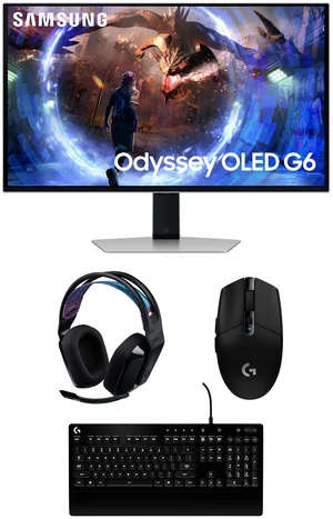 Samsung LS27DG602SNXZA 27" G60SD Odyssey OLED QHD 360Hz Gaming Monitor with G535 Headset, G213 Keyboard, and G305 Mouse (2024) Samsung LS27DG602SNXZA 27" G60SD Odyssey OLED QHD 360Hz Gaming Monitor with G535 Headset, G213 Keyboard, and G305 Mouse (2024)