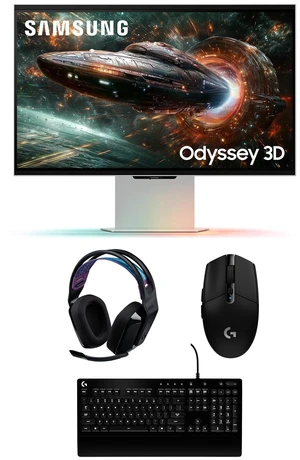 Samsung LS27FG900XNXZA G90XF 27" Odyssey 3D 4K 165Hz Gaming Monitor with G535 Headset, G213 Keyboard, and G305 Mouse (2025) Samsung LS27FG900XNXZA G90XF 27" Odyssey 3D 4K 165Hz Gaming Monitor with G535 Headset, G213 Keyboard, and G305 Mouse (2025)