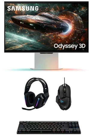 Samsung LS27FG900XNXZA G90XF 27" Odyssey 3D 4K 165Hz Gaming Monitor with G733 Headset, G515 Keyboard, and G502 Mouse (2025) Samsung LS27FG900XNXZA G90XF 27" Odyssey 3D 4K 165Hz Gaming Monitor with G733 Headset, G515 Keyboard, and G502 Mouse (2025)