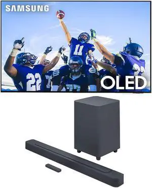 Samsung QN77S95CAFXZA 77" Ultra Slim 4K Quantum HDR OLED Smart TV with a JBL BAR-500 5.1ch Soundbar and Subwoofer with MultiBeam and Dolby Atmos (2023)