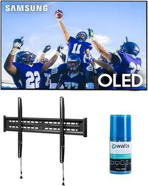 Samsung QN77S95CAFXZA 77" Ultra Slim 4K Quantum HDR OLED Smart TV with a Walts FIXED-MOUNT-43-90 TV Mount for 43"-90" Compatible TVs and Walts HDTV Screen Cleaner Kit (2023)