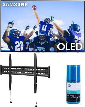 Samsung QN77S90CAFXZA 77" 4K OLED Smart TV with AI Upscaling with a Walts FIXED-MOUNT-43-90 TV Mount for 43"-90" Compatible TV's and Walts HDTV Screen Cleaner Kit (2023)