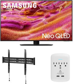Samsung QN50QN90FAFXZA 50 Inch Neo QLED 4K QN90F Vision AI Smart TV with a Walts TV FIXED-MOUNT-43-90 TV Mount for 43"-98" TVs and Amber Protection 3-OUTLET-SURGE Surge Protector (2025)