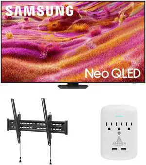 Samsung QN98QN90FAFXZA 98 Inch Neo QLED 4K QN90F Vision AI Smart TV with a Walts TV TILT-MOUNT-43-90 Large/XL Tilt Mount for 43"-98" TVs and Amber Protection 3-OUTLET-SURGE Surge Protector (2025)