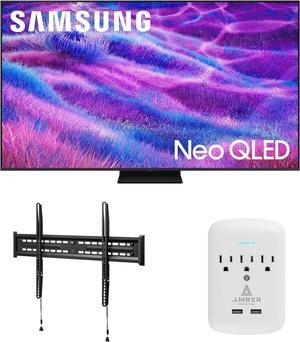 Samsung QN55QN80FAFXZA 55 Inch Neo QLED QN80F Series Supreme UHD 4K TV with a Walts TV FIXED-MOUNT-43-90 TV Mount for 43"-98" TVs and Amber Protection 3-OUTLET-SURGE Surge Protector (2025)