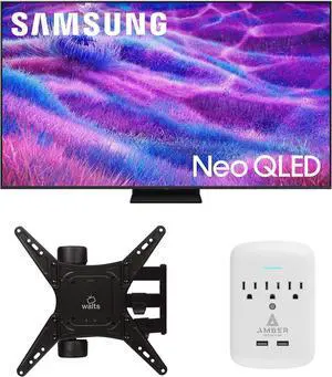 Samsung QN55QN80FAFXZA 55 Inch Neo QLED QN80F Series Supreme UHD 4K TV with a Walts TV Medium Full Motion Mount for 32"-65" TVs and Amber Protection 3-OUTLET-SURGE Surge Protector (2025)