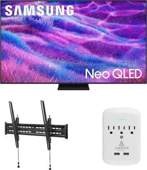 Samsung QN55QN80FAFXZA 55 Inch Neo QLED QN80F Series Supreme UHD 4K TV with a Walts TV TILT-MOUNT-43-90 Large/XL Tilt Mount for 43"-98" TVs and Amber Protection 3-OUTLET-SURGE Surge Protector (2025)