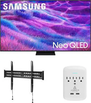 Samsung QN65QN80FAFXZA 65 Inch Neo QLED QN80F Series Supreme UHD 4K TV with a Walts TV FIXED-MOUNT-43-90 TV Mount for 43"-98" TVs and Amber Protection 3-OUTLET-SURGE Surge Protector (2025)