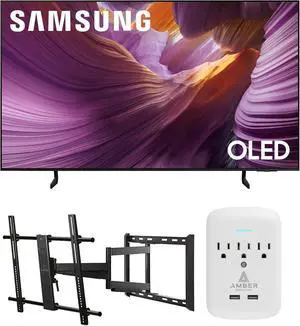 Samsung QN65S85FAFXZA 65 Inch OLED HDR 4K Smart TV with a Walts TV Large/Extra Large Full Motion Mount for 43"-90" TVs and Amber Protection 3-OUTLET-SURGE Surge Protector (2025)