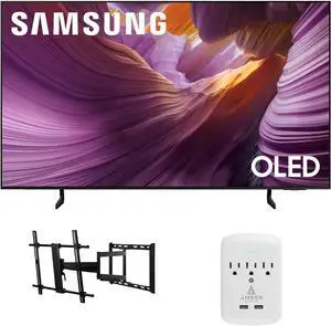 Samsung QN83S85FAEXZA 83 Inch OLED HDR 4K Smart TV with a Walts TV Large/Extra Large Full Motion Mount for 43"-90" TVs and Amber Protection 3-OUTLET-SURGE Surge Protector (2025)