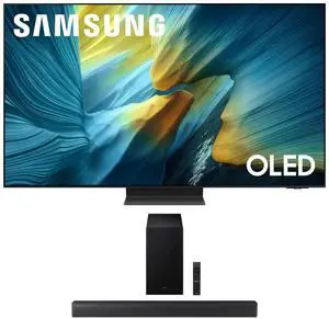 Samsung QN55S95FAFXZA 55 Inch OLED HDR Pro 4K Smart TV with a Samsung HW-B630F B-Series Soundbar 3.1 Ch and Subwoofer with Dolby Audio (2025)