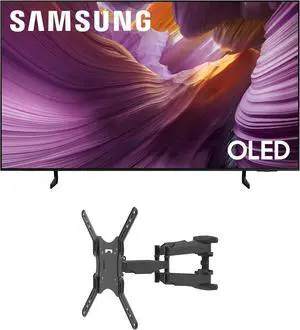 Samsung QN55S85FAFXZA 55 Inch OLED HDR 4K Smart TV with a Kanto M600 Full Motion Mount (2025)