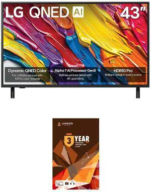 LG 43QNED82AUA 43 Inch QNED AI 4K Smart TV with HDR10 Pro and 3 Year Amber Protection Plan (2025)