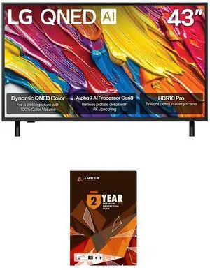 LG 43QNED82AUA 43 Inch QNED AI 4K Smart TV with HDR10 Pro and 2 Year Amber Protection Plan (2025)