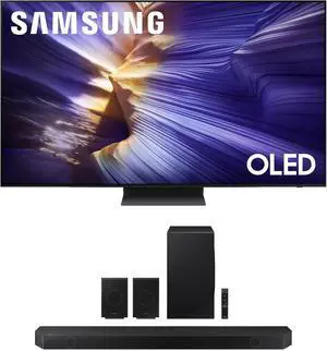 Samsung QN55S90FAFXZA 55 Inch 4K OLED Smart TV with a Samsung HW-Q990D 11.1.4ch Soundbar (2025)