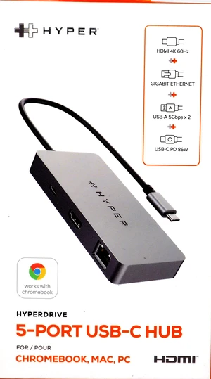 HYPER HyperDrive Chrome 5-Port USB Type-C Hub HDMB2 HYPER HyperDrive Chrome 5-Port USB Type-C Hub HDMB2