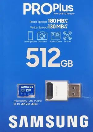 Samsung Pro Plus 512GB microSDXC Memory Card - MB-MD512SB/AM