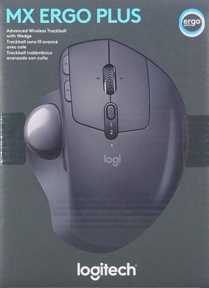 Logitech MX Ergo Wireless Trackball Mouse Adjustable Ergonomic Design, Control and Move Text/Images/Files Between 2 Windows and Apple Mac Computers (Bluetooth or USB), Rechargeable, Graphite - Black