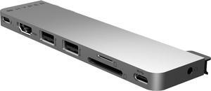 HyperDrive Next 8 Port USB-C Hub, 4K HDMI, USB4/Thunderbolt 4, 1 USB-C, 2 USB-A, microSD/SD, travel dock for MacBook/PC Gray
