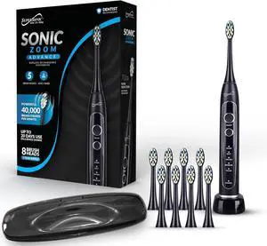 Supersonic Sonic Zoom Whitening Electric Toothbrush 40,000 VPM 5 Modes 8 Heads TB-5100 Black
