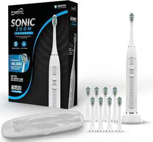 Supersonic Sonic Zoom Whitening Electric Toothbrush 40,000 VPM 5 Modes 8 Heads TB-5100 White