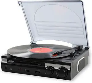 Jensen JTA-230 3 Speed Stereo Turntable with Built in Speakers, Aux in, Vinyl to MP3 Converting/Encoding