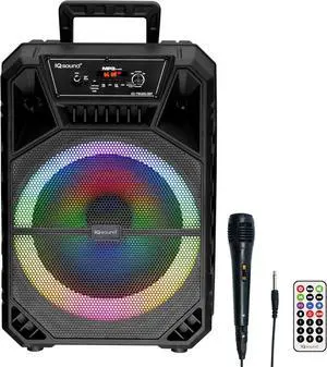Supersonic IQ Sound IQ-7912DJBT 12 Portable Bluetooth Speaker with TWS, LED Light Show, FM Radio, Remote & Microphone