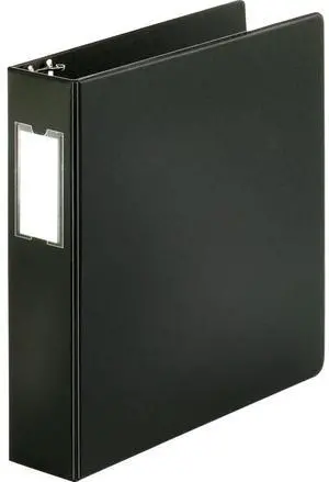 Business Source Round Ring Binder w/Label Holder 2" Cap. 11"x8-1/2" BK 28561