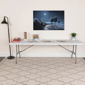Kathryn 8-Foot Granite White Plastic Folding Table
